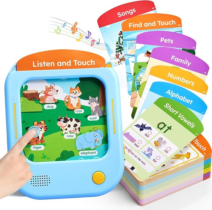 JoyCat Kids Learning Tablet: 156 Pages Tap-to-Read Flash Cards with 20 Listen & Find Games, Monte... | Amazon (US)