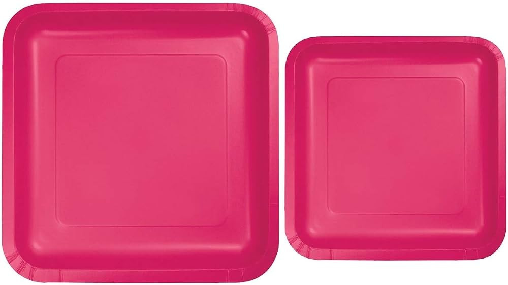 Oojami 100 Count Square Pink Paper Plates 50~9" Dinner Paper Plates | 50~7" Dessert Paper Plates ... | Amazon (US)
