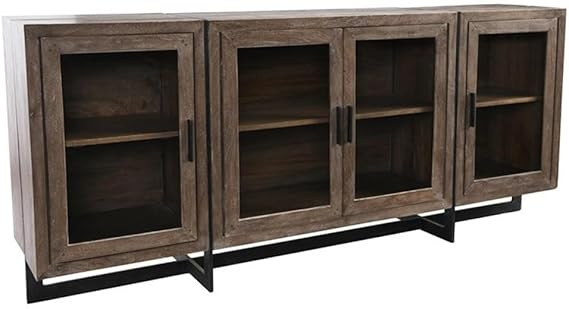 Kosas Home York 4-Door Mango Wood and Iron Sideboard in Natural/Black | Amazon (US)