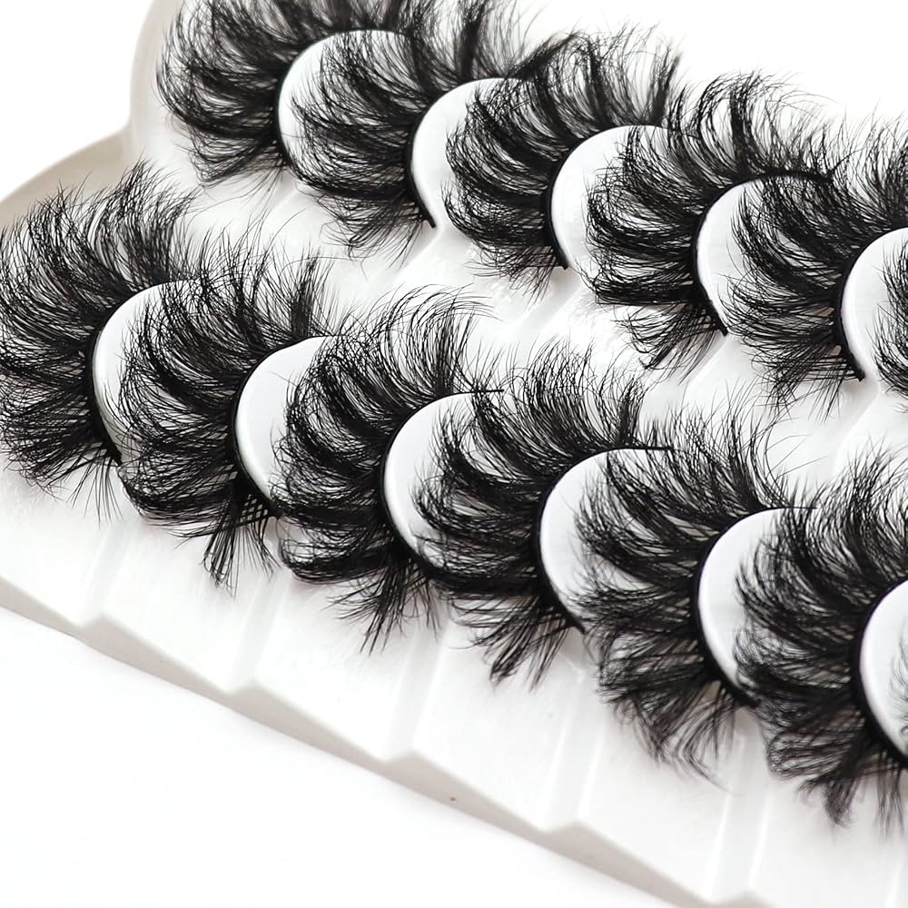 Veleasha False Eyelashes Wispy Faux Mink Lashes Fluffy Handmade Fake Eyelashes Natural Look 7 Pai... | Amazon (US)