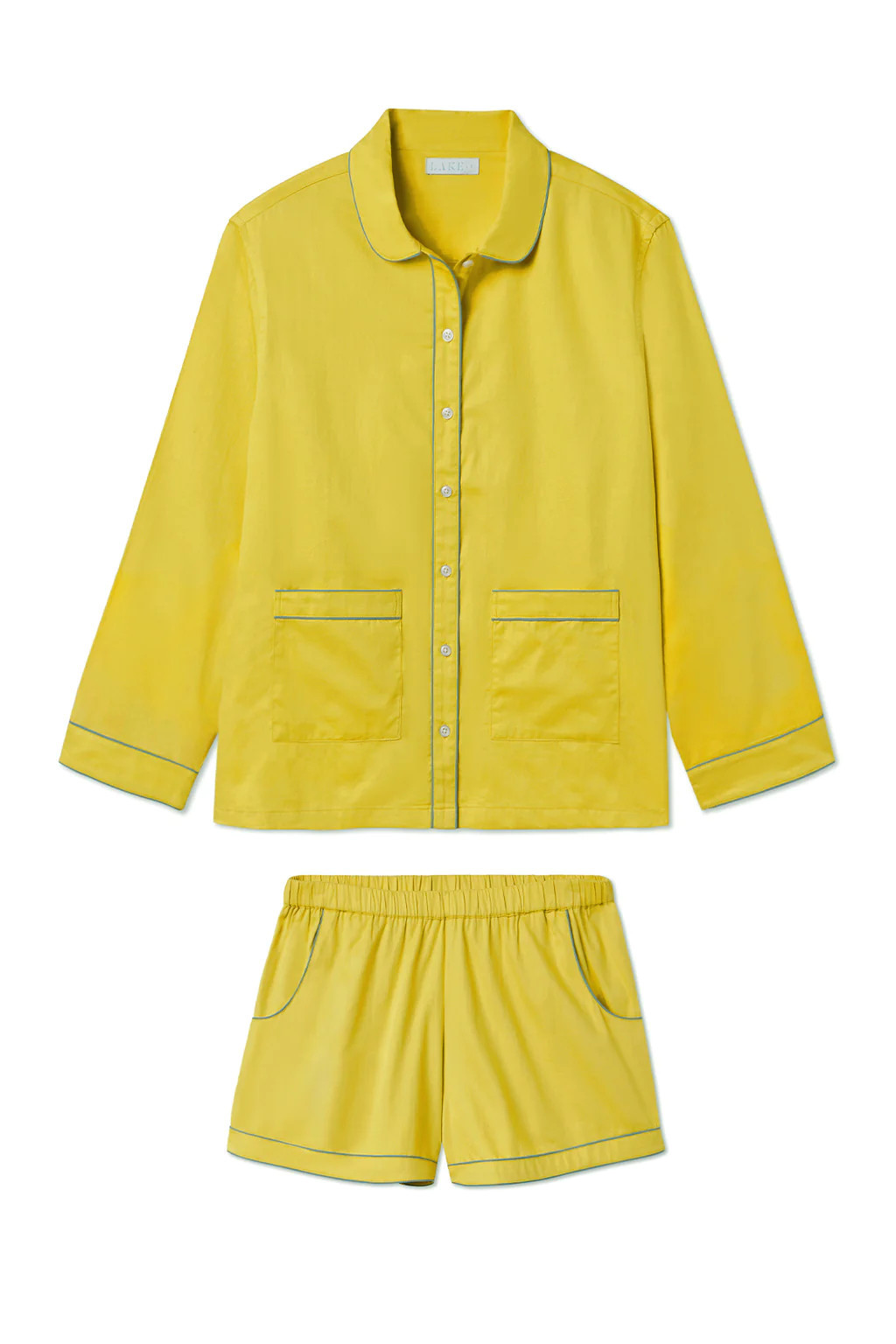 Poplin Piped Shorts Set in Chartreuse | Lake Pajamas