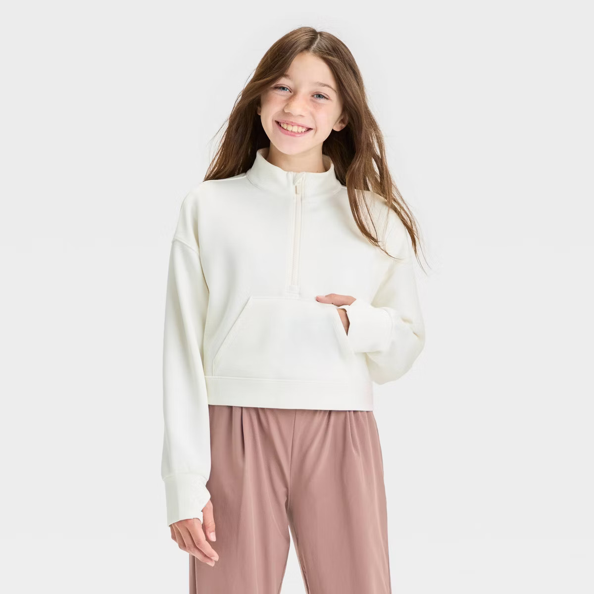 Girls' Airy Sleek 1/2 Zip Pullover Sweatshirt - All In Motion™ | Target