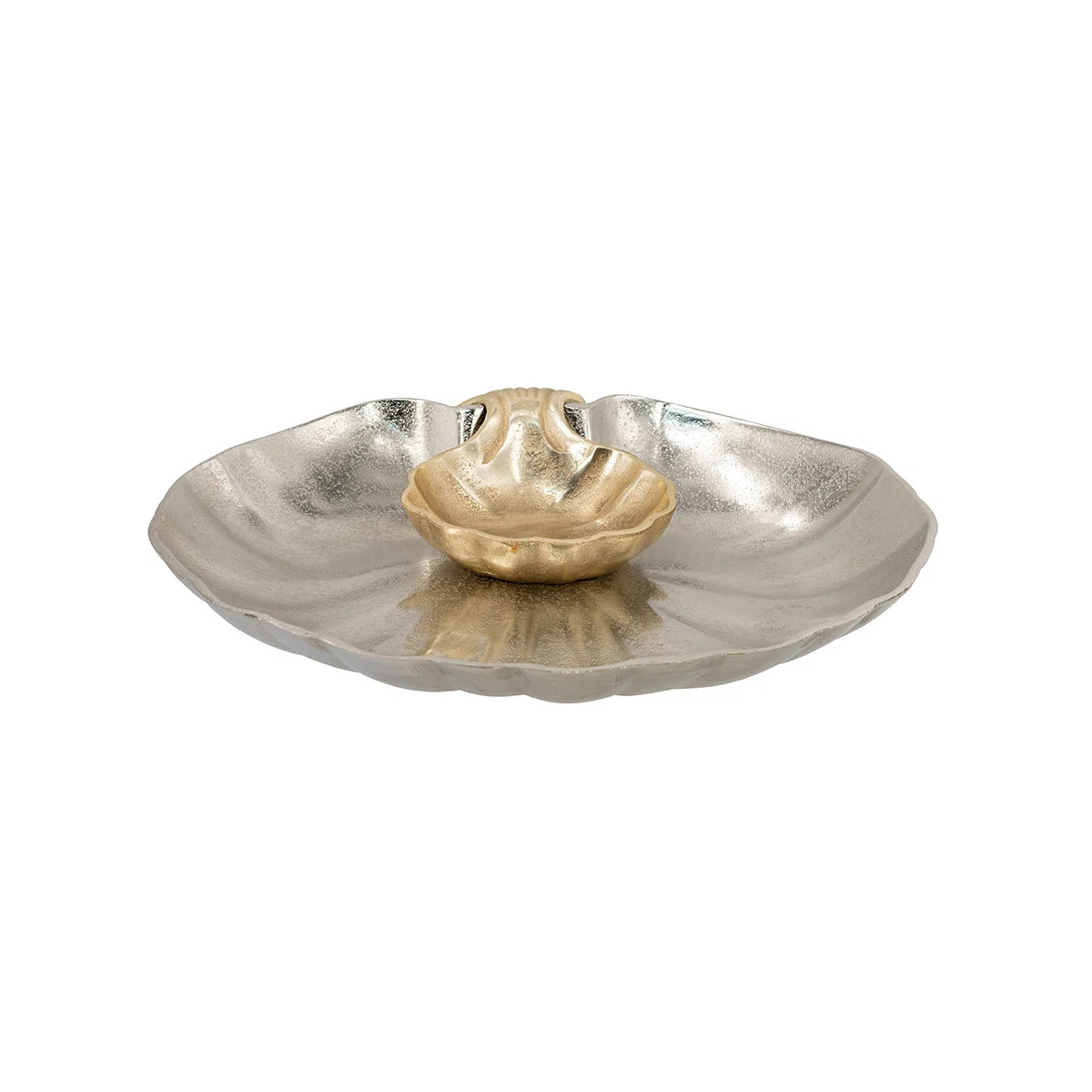 13X11x2.5" Seashell Chip And Dip Tray With Antique Gold Finish | Wayfair North America
