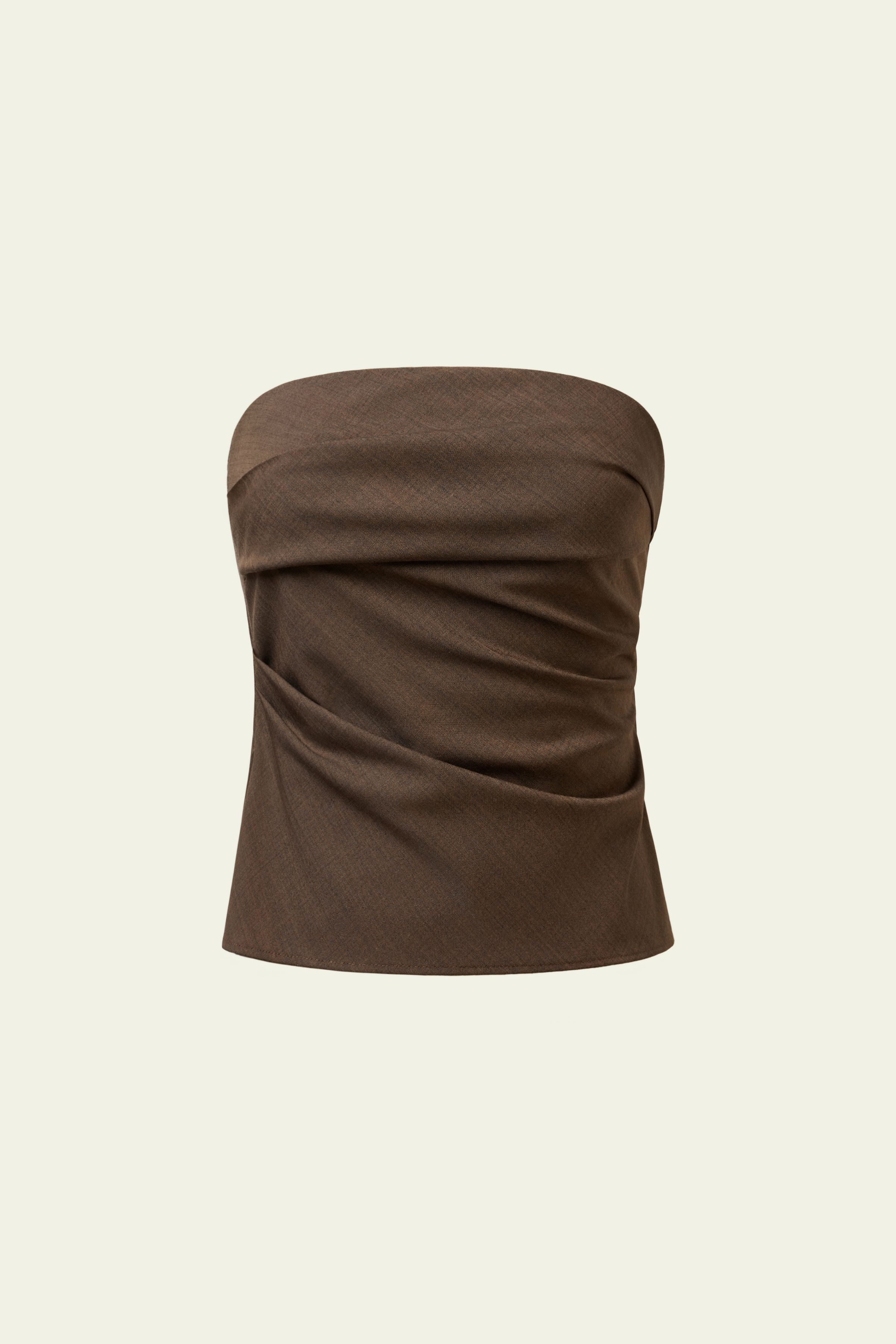 Silk-Wool Pleated Tube Top | LILYSILK