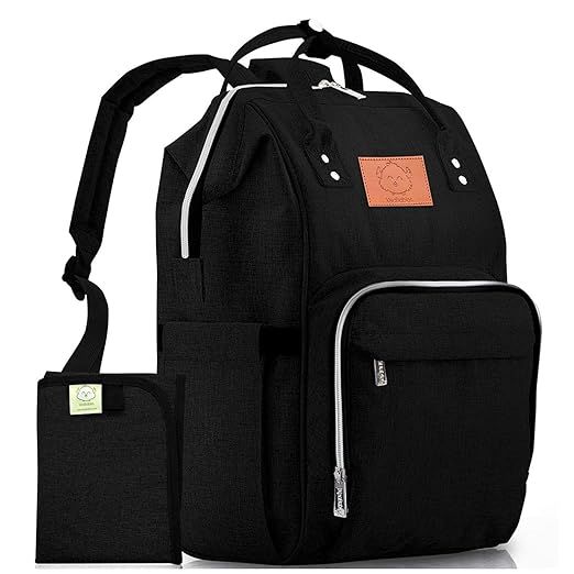 Diaper Bag Backpack - Large Waterproof Travel Baby Bags (Trendy Black) | Amazon (US)