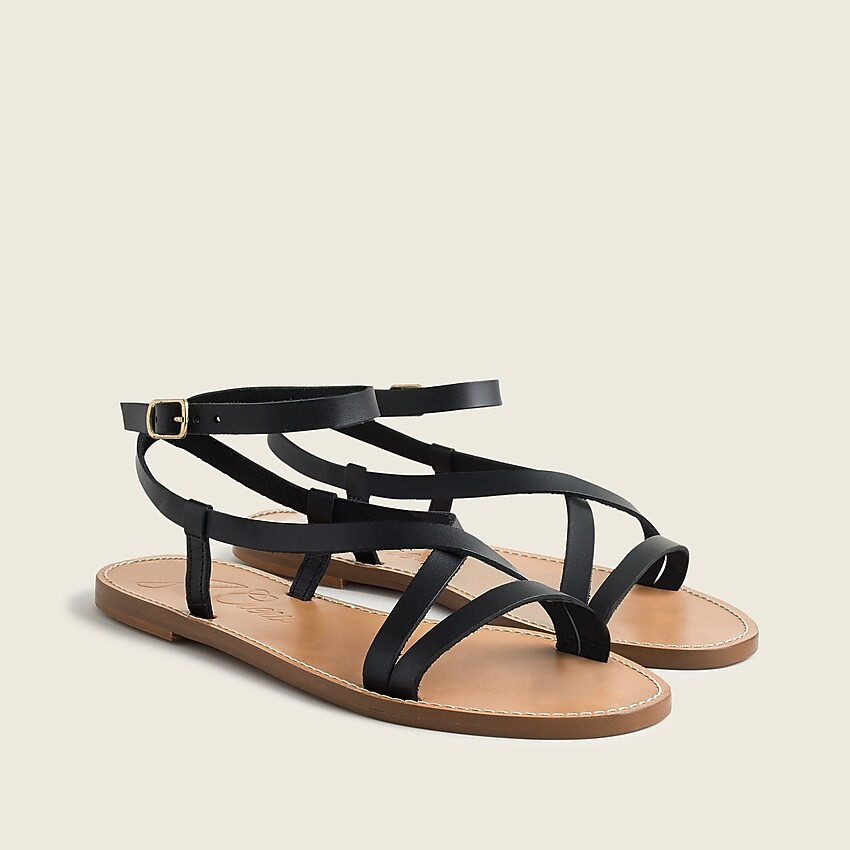 Flat strappy sandals in vachetta leather | J. Crew US