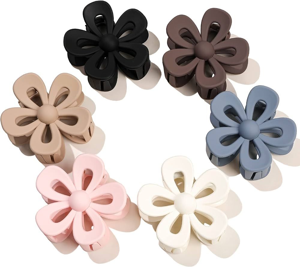 Hair Claw Clip for Women Girls - Flower Hair Clips for Thick Hair Big Claw Clips Cute Matte Flowe... | Amazon (US)