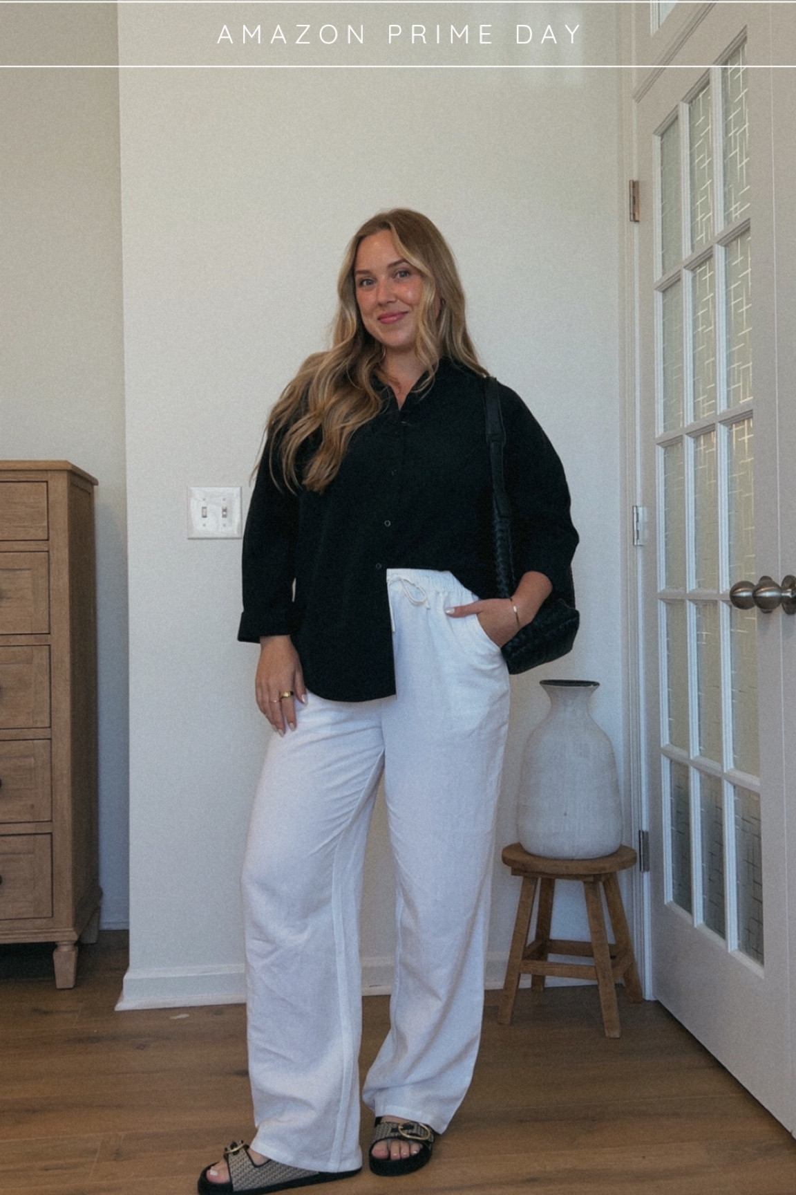 Amazon Prime Day: neutral casual summer outfit

Coastal style, beachy outfit, flowy, chic, european, white pants, black button down, black purse, summer outfit, sandals

#LTKSeasonal #LTKStyleTip #LTKSaleAlert