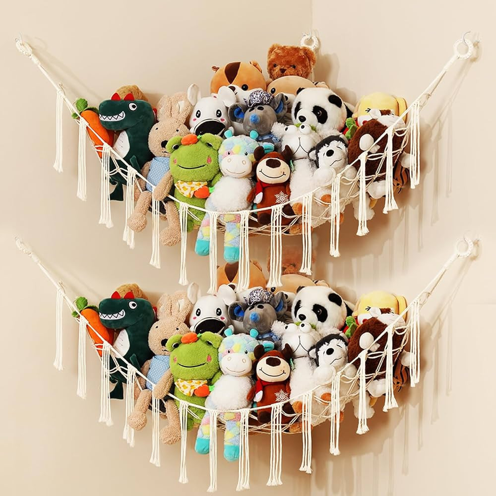iKeelo 2 Pack Stuffed Animal Storage Hammock Net, Nursery Hanging Organizer for Teddy Bears and P... | Amazon (US)