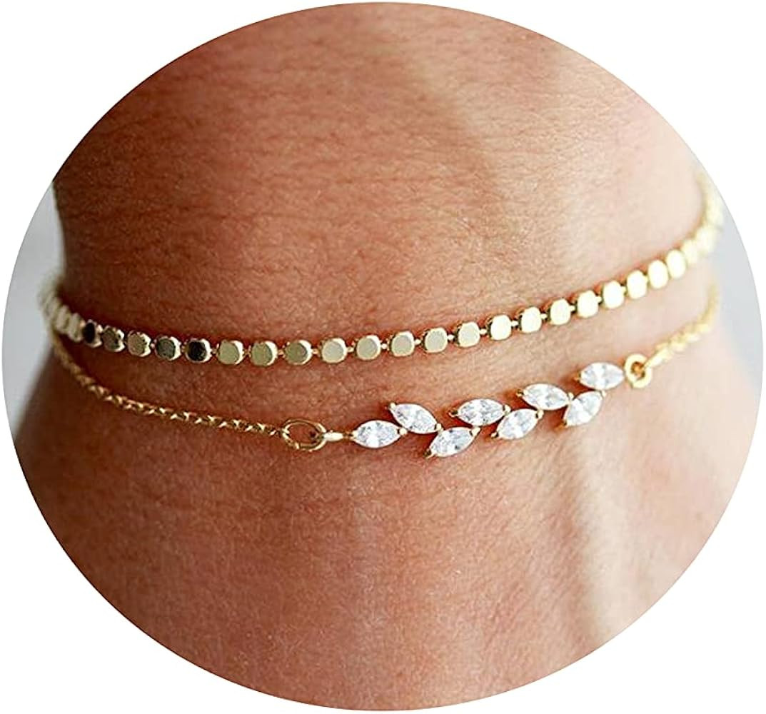 MIDEEO Bracelets for Women Dainty Layered Herringbone Twisted Rope Chain Bracelets Set Layering D... | Amazon (US)