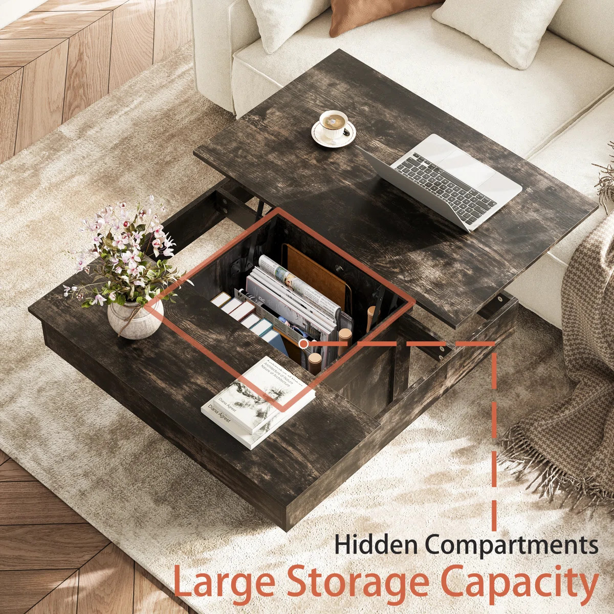 LED Lift Top Coffee Table With Storage | Wayfair North America
