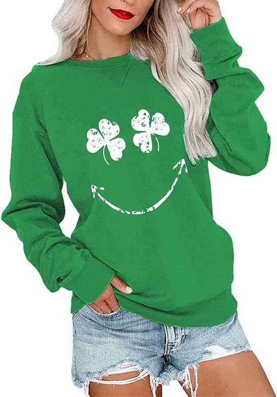 YOPLANET Womens st Patrick Day Sweatshirt Casual Long Sleeve Shirt Crewneck Cute Pullover Relaxed... | Amazon (US)