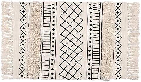 SHACOS Tufted Cotton Area Rugs Hand Woven Cotton Rug Runner Boho Rug with Tassels for Bedroom Liv... | Amazon (US)