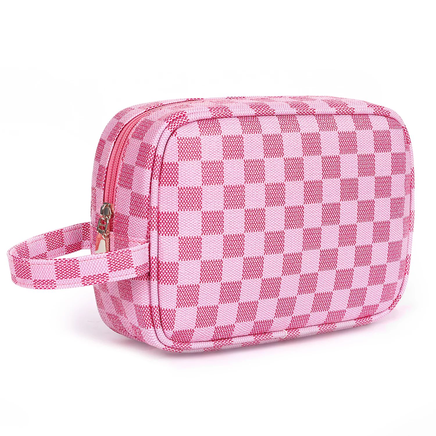 Toiletry Bag for Women, Pink Checkered Cosmetics Makeup Bag and Travel Toiletries Organizer Case ... | Walmart (US)