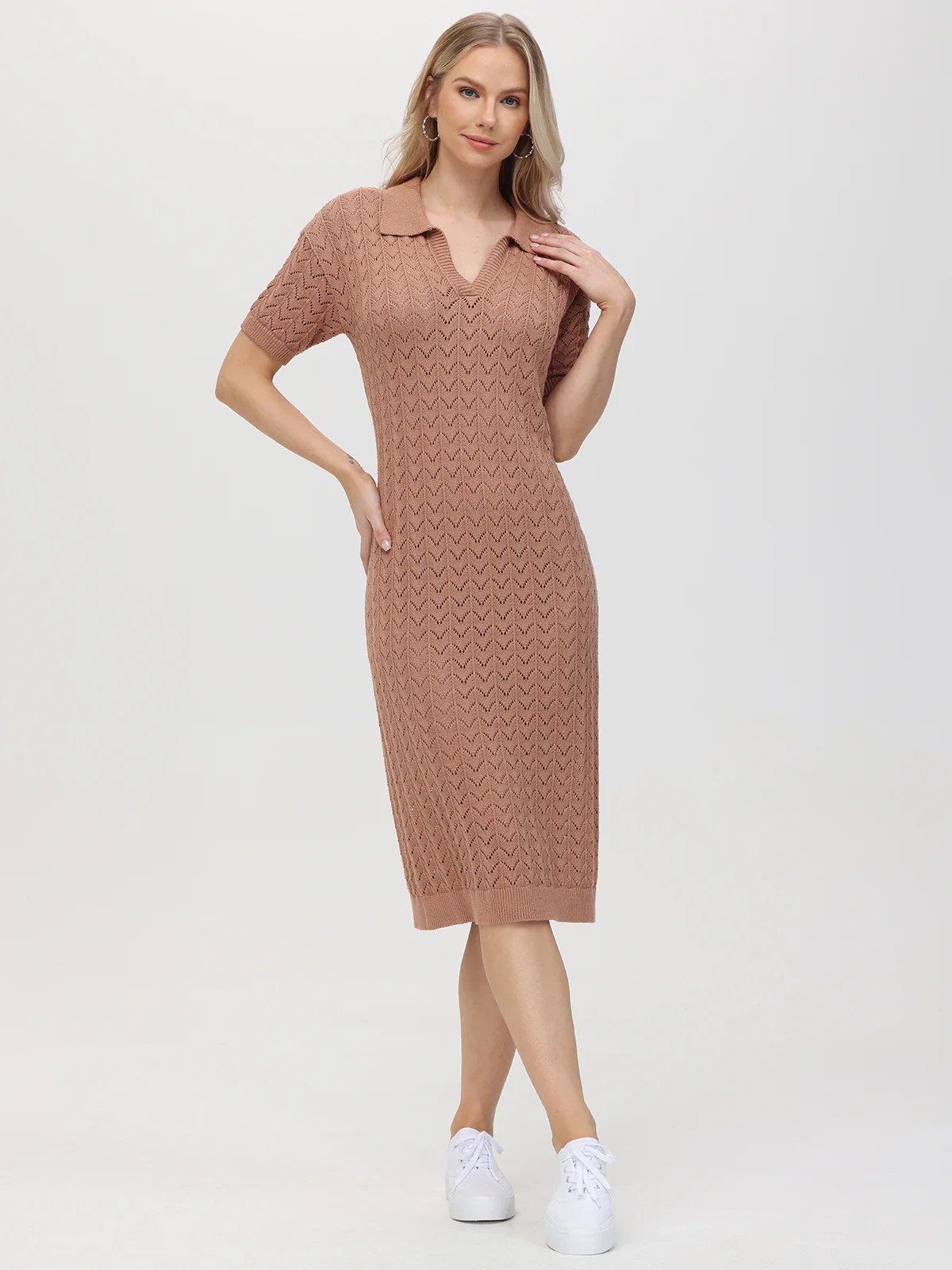 Iris: Pointelle Polo Midi Dress | 525 America