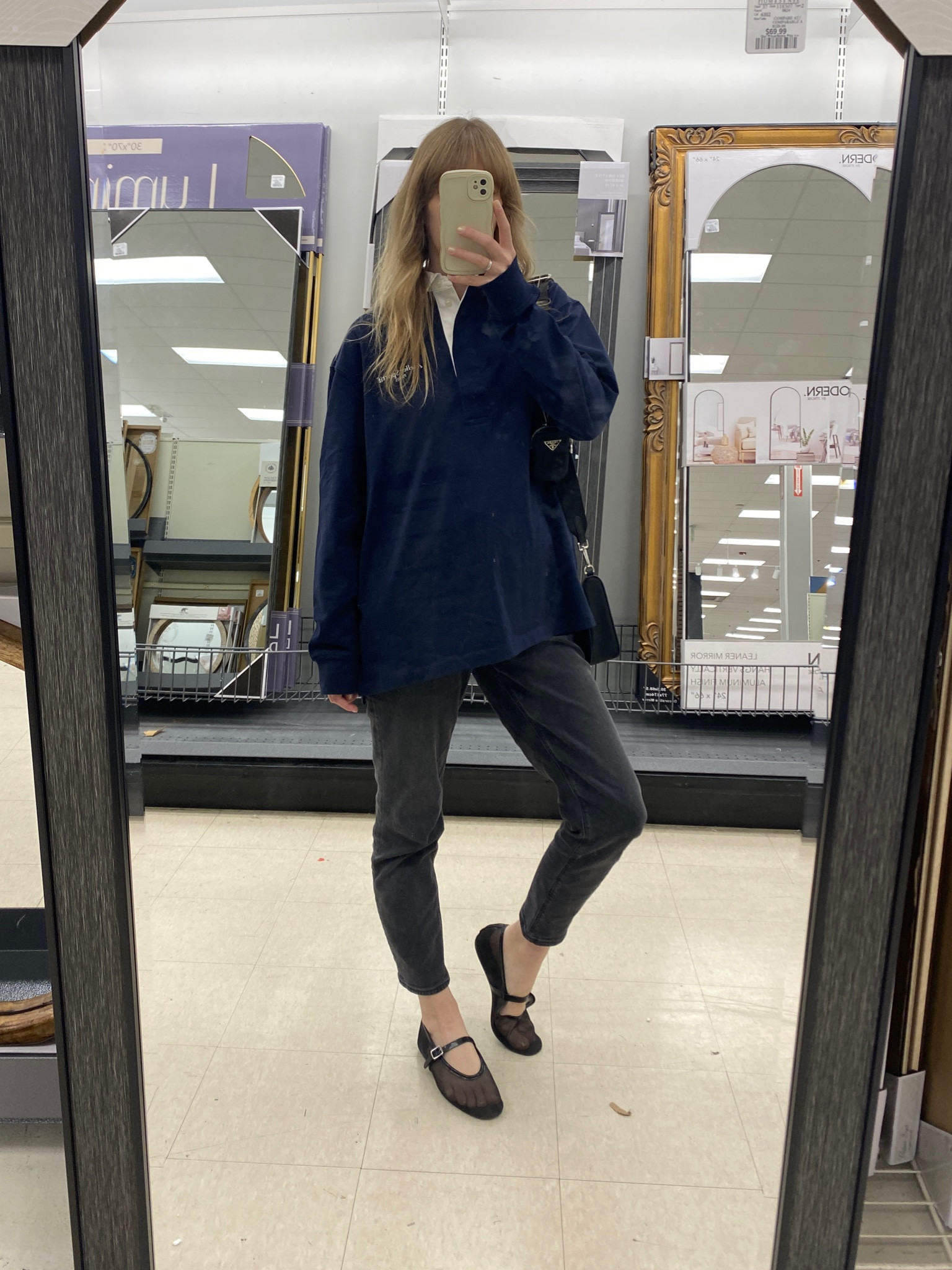 Yesterday’s #OOTD 🪞 Thanks to the mirror section at Homesense ☺️ Obsessed with this oversized polo and mesh flats from H&M; it’s giving schoolgirl off duty 🎓

#LTKShoeCrush #LTKFindsUnder100 #LTKItBag