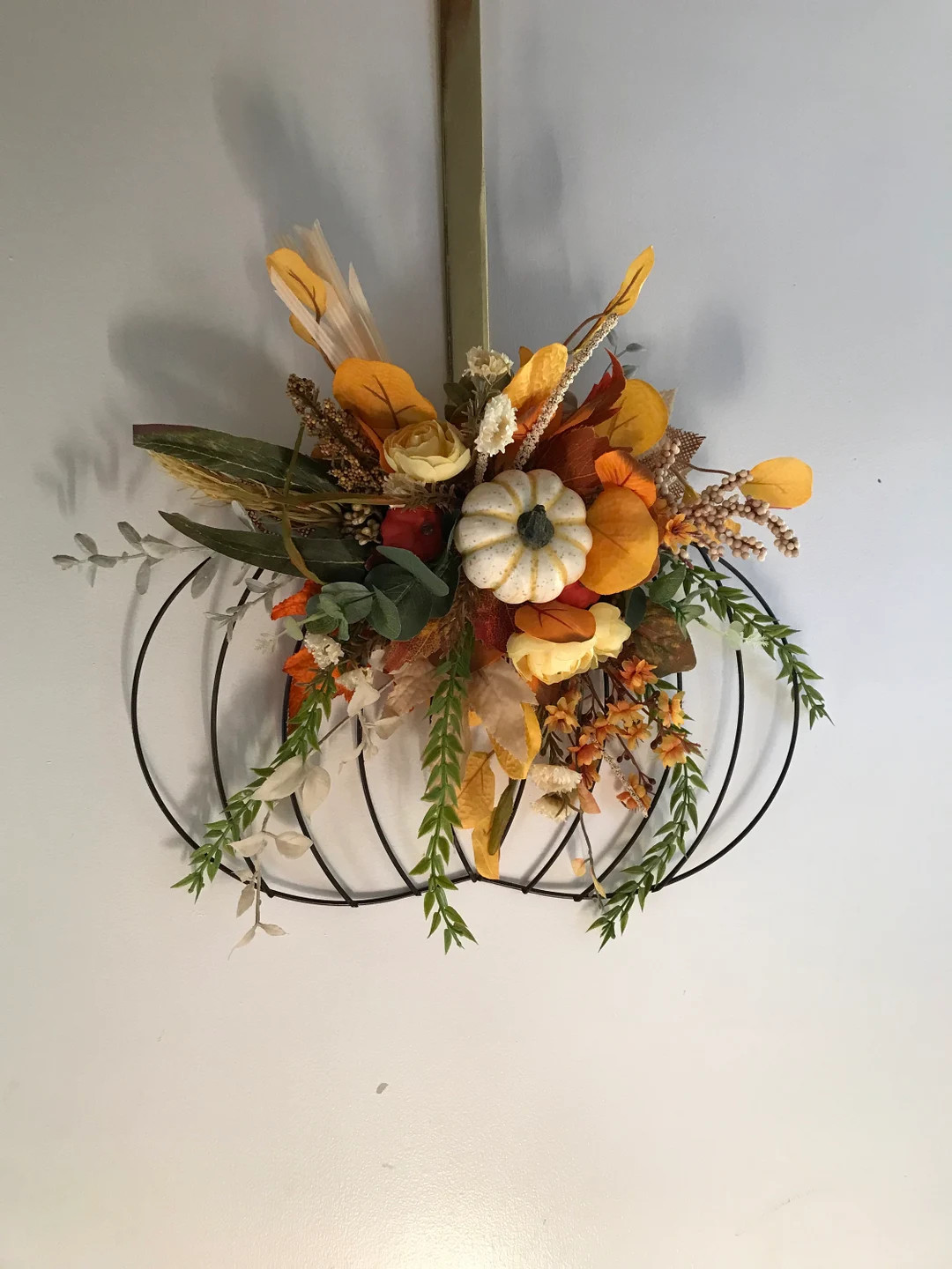 Autumn Door Decor Fall Pumpkin Wreaths Thanksgiving Wreaths Fall Centerpieces Wire Pumpkins Wreat... | Etsy (US)