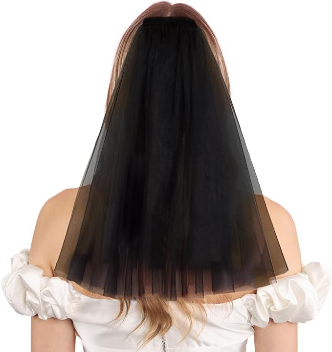 xo, Fetti Bachelorette Party Black Short Veil | Bachelorette Hair Accessory, Bride or Die, Bride ... | Amazon (US)