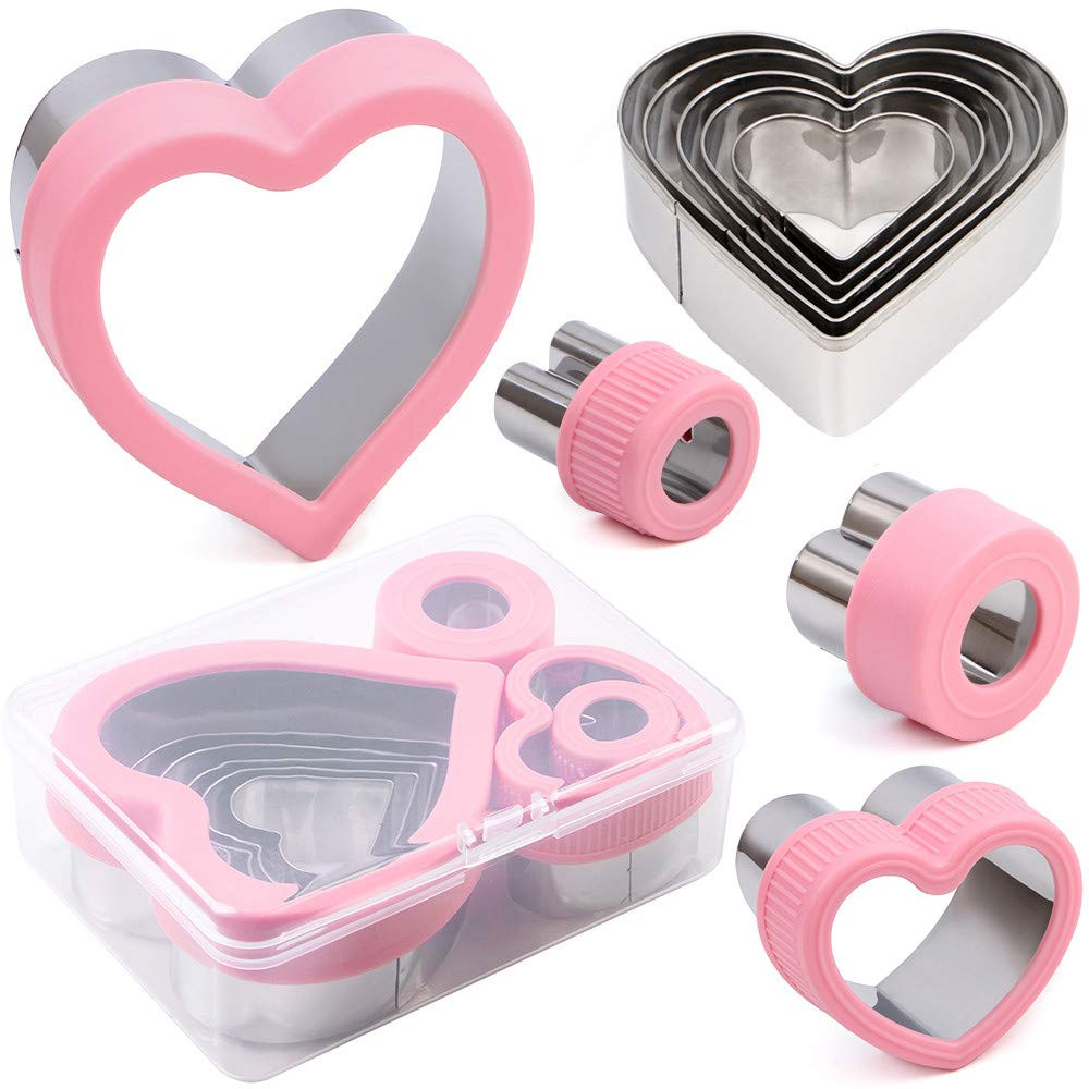 Heart Cookie Cutter Set,9 Piece Heart Shapes Stainless Steel Cookie Cutters Mold for Cakes Biscui... | Amazon (US)