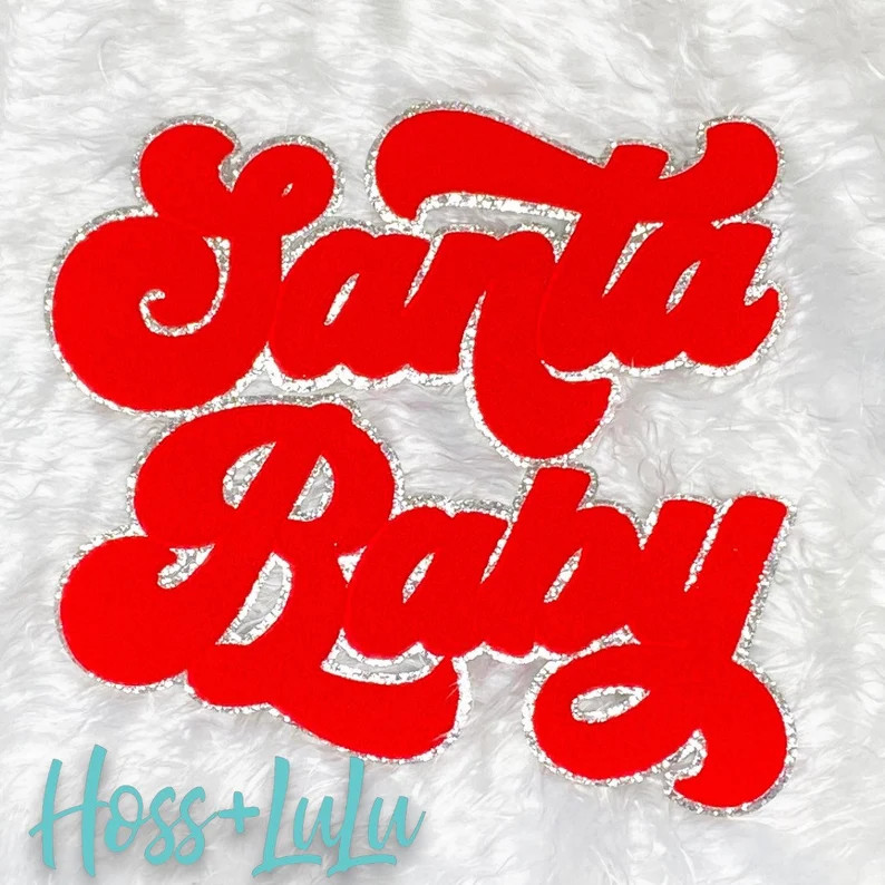 Red Santa Baby Chenille Letter Patch Santa Baby Sweatshirt - Etsy | Etsy (US)