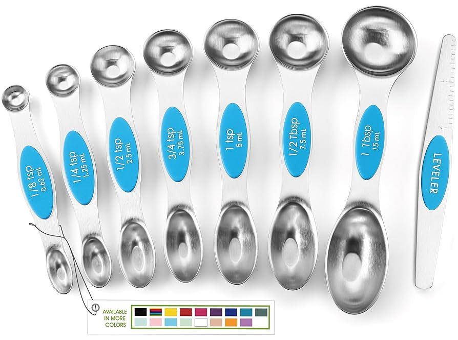 Spring Chef Stainless Steel Magnetic Measuring Spoons Set of 8 with Leveler, Nesting Teaspoon & T... | Amazon (US)