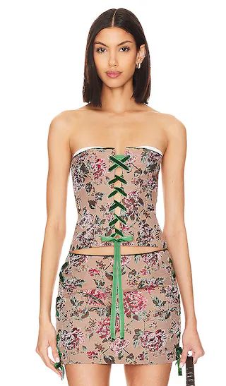 Margaux Bustier Top in Red Multi | Revolve Clothing (Global)