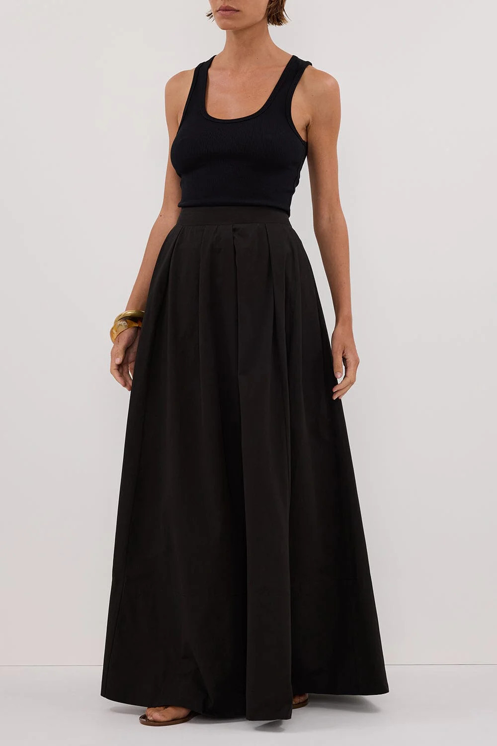 CONAGH BLACK POPLIN MIDI SKIRT | DISSH