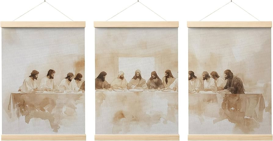 FGFK Christian Jesus the Last Supper Wall Art Poster Hanger Frame, Last Supper Wall Decor, Religi... | Amazon (US)