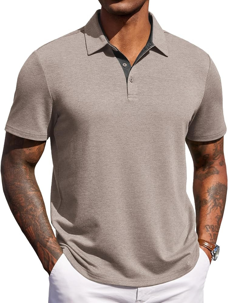 COOFANDY Mens Polo Shirts Short Sleeve Casual Summer Polo Tee Classic Collared Golf Stylish Tops | Amazon (US)