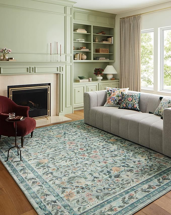 Loloi Rifle Paper Co. x Courtyard Collection Sage 7'-6" x 9'-6" Area Rug | Amazon (US)