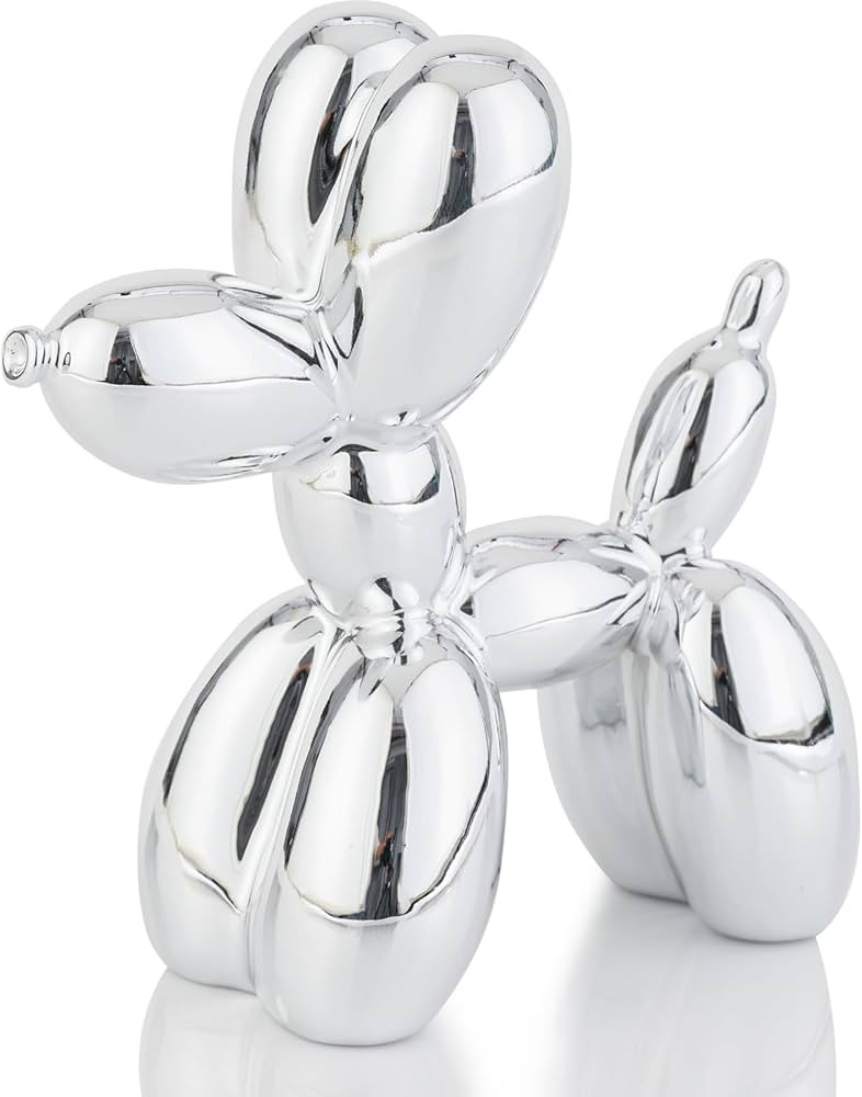 Shiny Balloon Dog Statue Decor, 4 inch Electroplate Silver Balloon Dog Animal Sculpture, Small Ni... | Amazon (US)