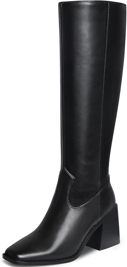 MUCCCUTE Knee High Boots for Women - Square Toe Chunky Block Heel Boots with Side Zipper Pull On ... | Amazon (US)