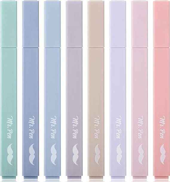 Mr. Pen- Aesthetic Highlighters, 8 pcs, Chisel Tip, Morandi Colors, No Bleed Bible Highlighter Pa... | Amazon (US)