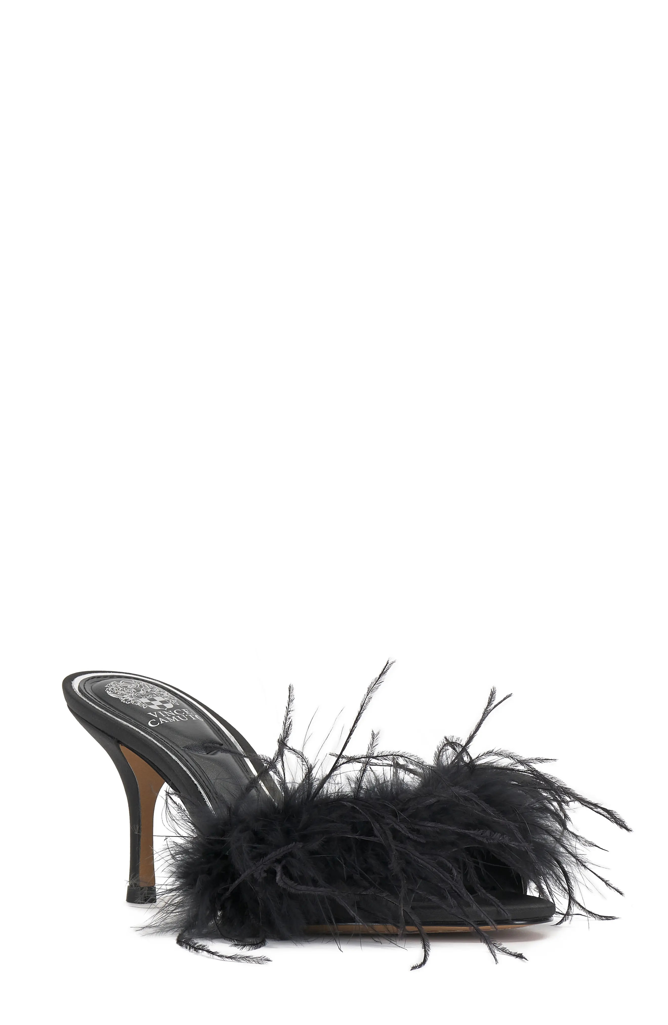 Vince Camuto Paelly Faux Feather Slide Sandal in Milk at Nordstrom Rack, Size 6 | Nordstrom Rack