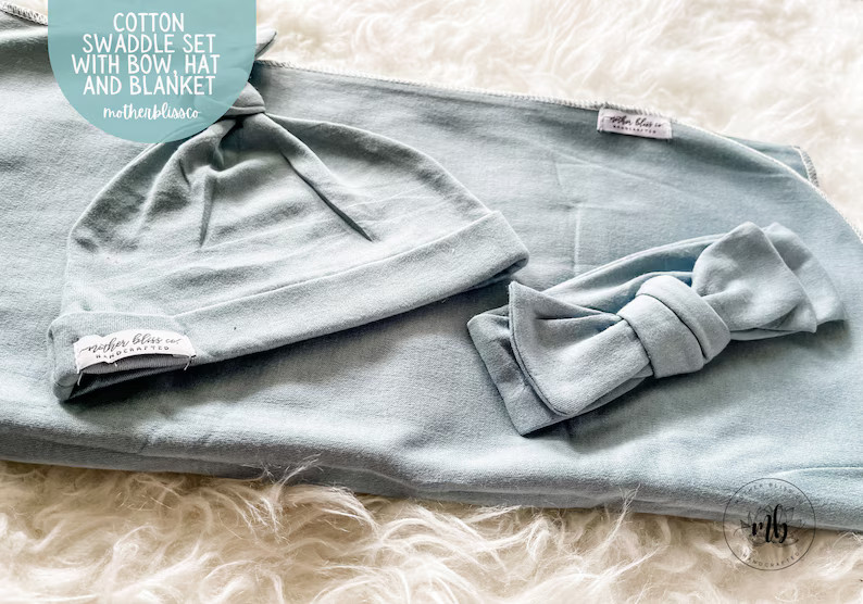 Light Grayish Blue Solid Plain Baby Swaddle Set  Newborn - Etsy | Etsy (US)
