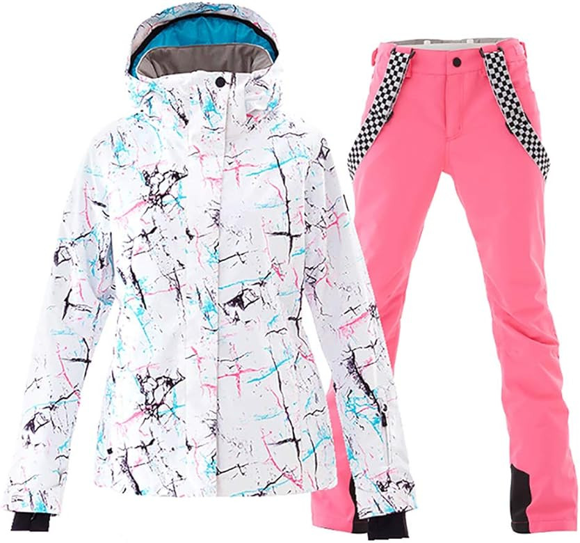 MOUS ONE Women's Waterproof Ski Jacket Colorful Snowboard Jacket and Bib Pant Suit | Amazon (US)