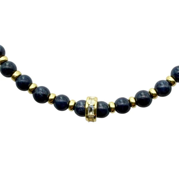 BLUE SAPPHIRE &amp; GOLD BEAD NECKLACE – SHAKTI | SHAKTI JEWELRY
