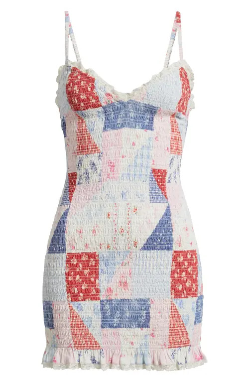 LoveShackFancy Solier Patchwork Cotton Minidress in Blueberry Sundae at Nordstrom, Size Xx-Small | Nordstrom