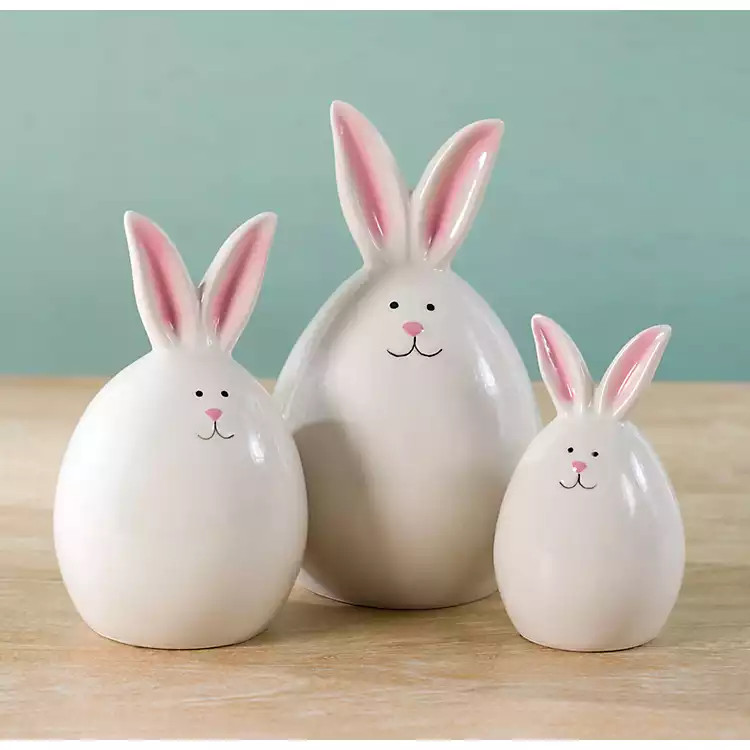 White Ceramic Bunny Figurines, Set of 3 | Kirklands