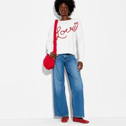 Women's Love Graphic Pullover Sweater - White | Target