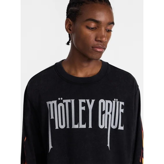 Motley Crue, Men's & Men's and Tall Mineral Wash Boxy Graphic Long-sleeve Tee, Sizes XS–5XB & M... | Walmart (US)
