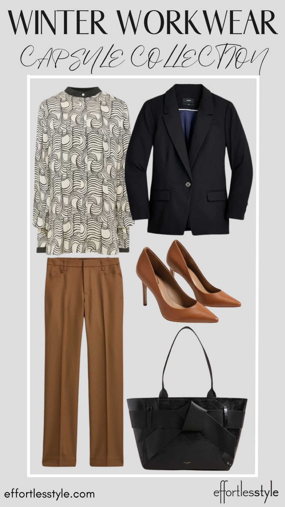 Black Blazer + Printed Blouse + Camel Pants

#LTKstyletip #LTKworkwear #LTKSeasonal