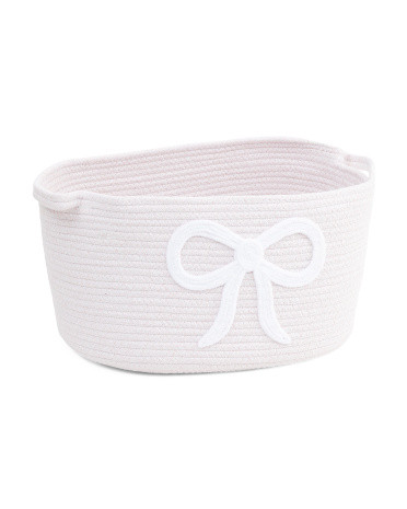 Large Chenille Bow Cotton Rope Bin | TJ Maxx