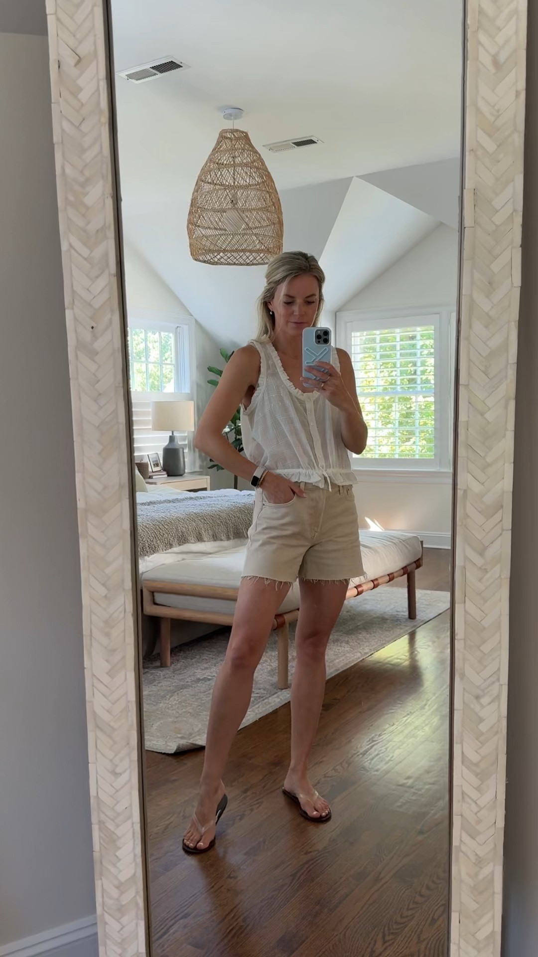 My Anthro code is back!! KENDALL20 for 20% off $100+ 
-small tank, tts 
-26 Shorts, tts
-sandals tts (size up if between)

#LTKmomlife #LTKSaleAlert