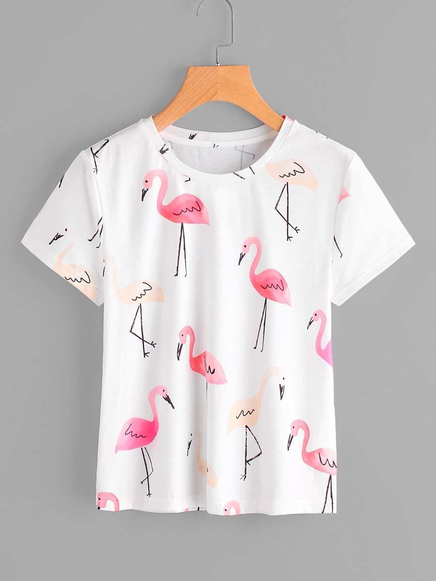 T-Shirt mit Flamingomuster | SHEIN