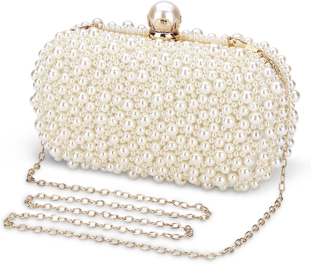 UBORSE Ladies Evening Clutch Bag Pearl Handbag Elegant Shiny Wallet Purse Bag Wedding Party Brida... | Amazon (UK)
