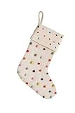 Amazon.com: Creative Co-Op Cream Wool Felt Stocking with Pom Poms : Home & Kitchen | Amazon (US)