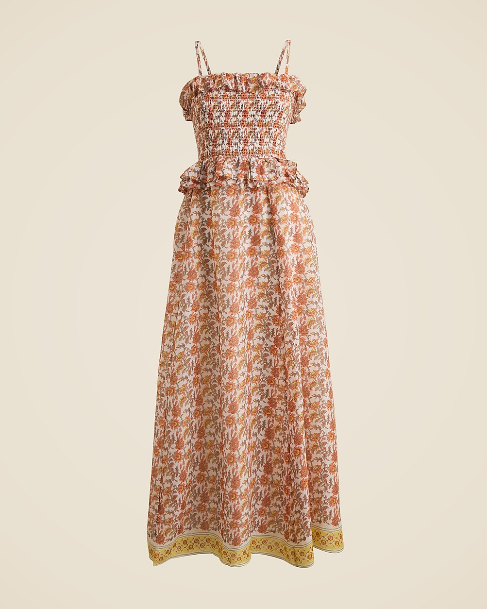 Ravenna dress in sunset rose block-print ramie | J. Crew US