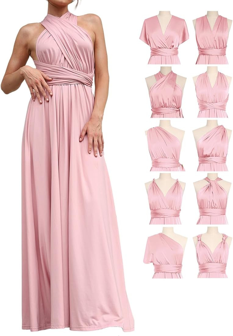 GORAIS Women Infinity Dress for Bridesmaid Long Evening Maxi Wrap Dress Convertible Prom Wedding ... | Amazon (US)