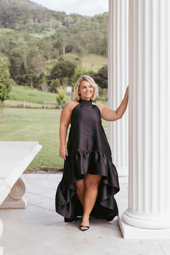 Soren Halterneck Midi Dress - Black | Petal & Pup (US)